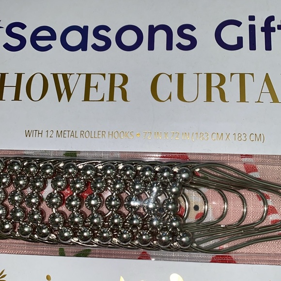 NEW whimsical Christmas shower curtain & 12 hooks - Picture 3 of 7